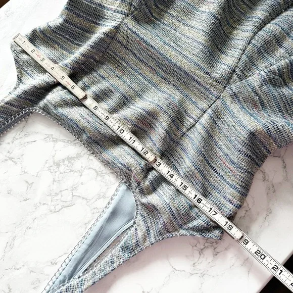 By Anthropologie Silver Metallic Tweed Fit Flare Mini Dress women's size 14‎ NEW
